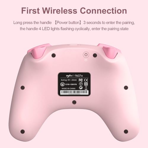 PXN 9607X Wireless Switch Controller for Switch/Switch Lite/OLED, Support iOS Switch Pro Controller with Turbo, Wake-up, NFC, Motion, Vibration Wireless Switch Controller - Pink - Image 4