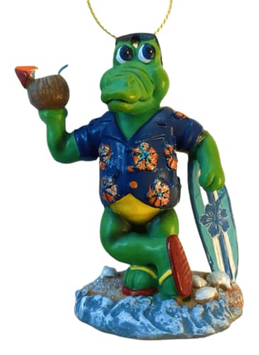 Adornos navideños de Gator de vacaciones, decoración de cocodrilo de Florida con tabla de surf, decoraciones colgantes de surf navideñas para árbol por adornos de mercado de Navidad