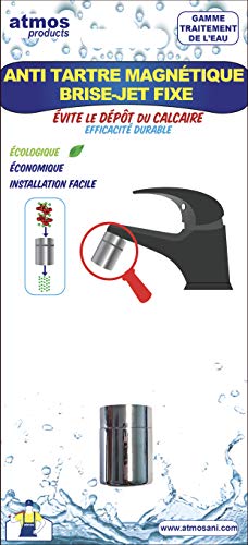 Atmos Products 1537 MOUSSEUR CALCAIRE/Anti TARTRE MAGNETIQUE Fixe 1537-totalement écologique. Son Utilisation réduit Les Cristaux Poudre Fine, Gris métal