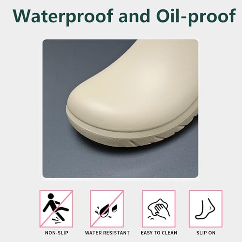 Generisch Küchenschuhe Anti-Rutsch Für Köche - Sicherheitsschuhe Damen Herren, Kochschuhe Herren Clogs Für Gastro Garten, Rutschfeste Arbeitsschuhe Aus EVA, Leicht & Wasserdicht(Beige,EU44-45) – Bild 6