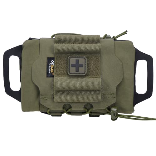 OEBABE Tactical IFAK Pouch MOLLE Trauma Kit Holder – Rapid Tear-Away First Aid Belt Pouch – Durable Two Piece Deployment Survival Roll (RG)