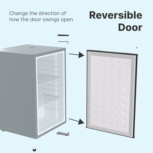 Premium Black Mini Fridge, 65L Undercounter Refrigerators, 90 Can Capacity, 2.3 Cu.ft. Freestanding Drink Fridge with Solid Door, Compact refrigerator with Reversible Door - Image 6