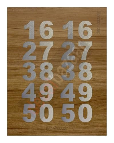 Image of Number Vinyl Sticker Height 5 Inches Reflective Silver (Set 2), (Code 23)