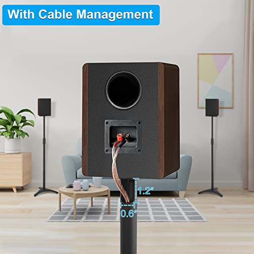 حامل مكبر صوت OUUTMEE قابل للتعديل في الارتفاع مع إدارة الكابلات، مجموعة من 2