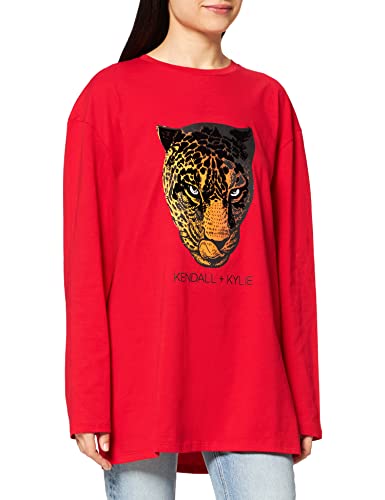 T-shirt femme manches longues imprimé tigre Kendall + Kylie active longfit kkw351636