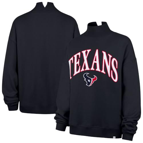 47 Women's Navy Houston Texans Oversized Vantage Mock Neck Sweatshirt