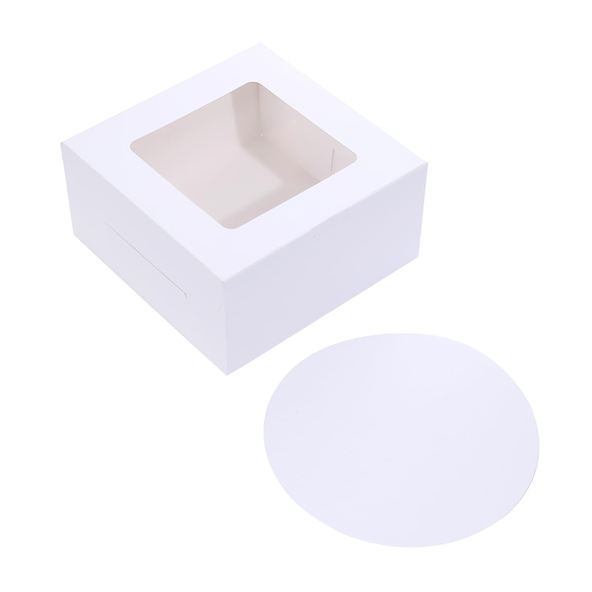 5-Pack White Cake Boxes with Window 10x10x5 Inches White Bakery Boxes with 5 Boards for Cake, Pastries, Chocolates, Cookies, Pie, Birthday Party, Wedding, Valentine's Day
