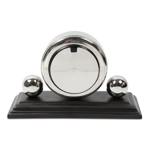 Image of Decor de Maison Brings Handcrafted Orbitron Table Clock for KidsRoom, Living Room, Bedroom, Study Table, Office|Classic Non-Ticking Tabletop Battery Operated Analog Desk Clock in Silver (22x9x13cm)