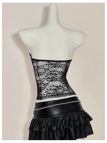 SweatyRocks Women's Corset Tops Lace Strapless Y2K Going Out Bustier Bandeau Top2