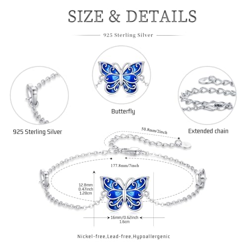 Image of Dragonfly Bracelet 925 Sterling Silver Butterfly Bracelet Adjustable Celtic Moon Bracelet Irish Celtic Jewelry Gifts for Women