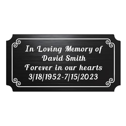 Image of Engraved Name Plates, 2 inch x 4 inch Personalized Name Plate, Trophy Plates Engraved, Brass Plaque, Custom Name Plate for Urn, Brass Name Plates with Adhesive Backing(Black, 2x4 in)