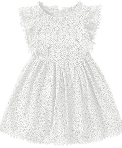 Image of Toddler Girls Lace Tulle Dress Baby Girl Elegant Flutter Sleeve Party Princess Dresses