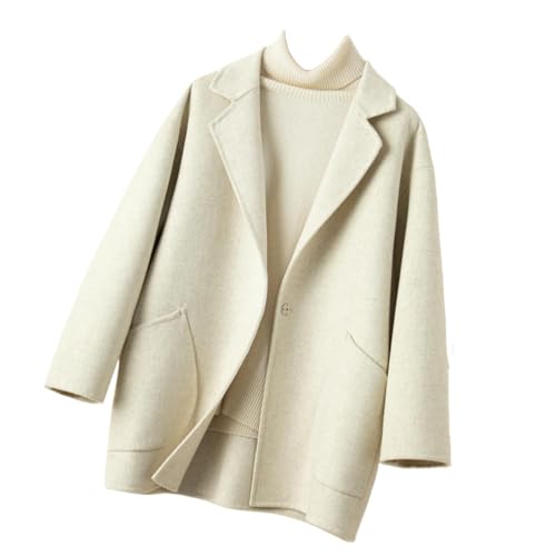 Chaqueta de cachemira de doble cara beige estilo coreano para mujer