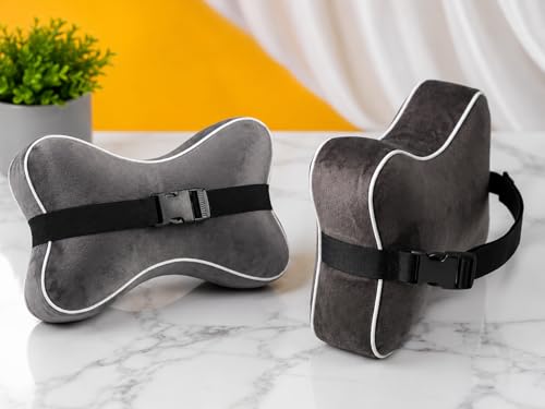 Image of Car Neck Rest Cushion Pillows, Memory Foam Car Seat Head Rest Pillow for Neck and Cervical, Support Relieves Pain & Muscle, Ultrasoft Pillow for Comfortable Car Rides|Pack of 2|
