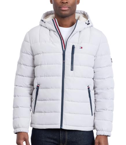 Image of Tommy Hilfiger Men's Midweight Sherpa Lined Hooded Water Resistant Puffer Jacket