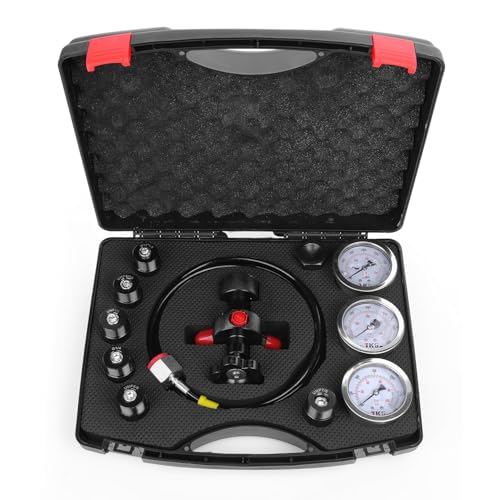 Image of Hydraulic Nitrogen Accumulator Charging Kit, Nitrogen Fill Kit, Nitrogen Pressure Test System with 7 Couplings, 3 Gauges(1500PSI /4000PSI / 6000PSI), and 1 Gas Hose (3 Gauges)
