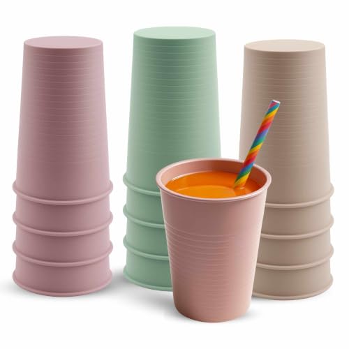Vasos Plástico Reutilizables, Vasos para fiestas, cumpleaños, Café para Llevar, oficina, Apto para bebidas calientes y frias, Pack 12 unidades, Capacidad 360 cc