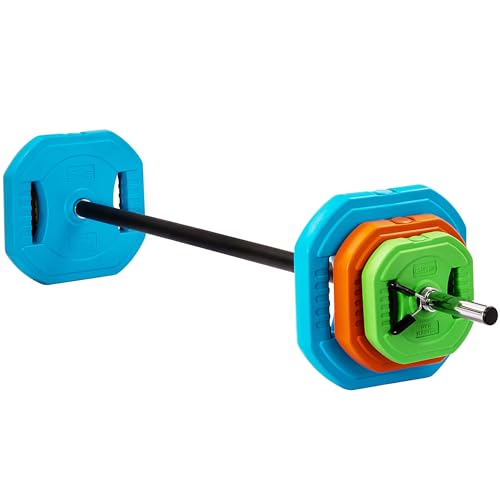 GYM MASTER Adjustable 20KG / 30KG Weight Pump Set - Home Gym Barbell & Color-Coded Plates for Strength Training Fitness & Pump Workouts - 20KG Set