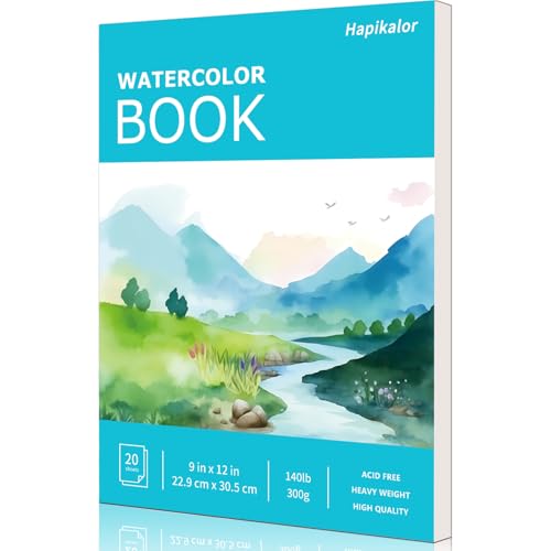 Hapikalor Watercolor Paper Pad, 9'x12' Water Color Paper, 140lb/300gsm Artist Painting Drawing Paper...