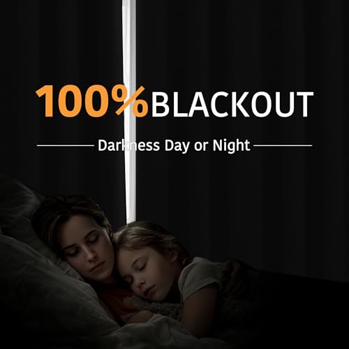 Image of RYB HOME Extra Long 100% Blackout Room Divider Curtains for Bedroom 108 Inch Long, Extra Wide Privacy Sliding Door Blinds for Patio /Living Room /Dining, 1 Panel, W100 x L108, Grey