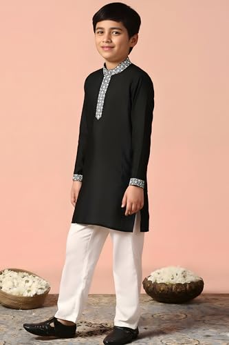 Image of Fashion Dream Boy's Chanderi Silk Embroidered Kurta Pajama Set|Boys Kurta Set|Kids Ethnic Set