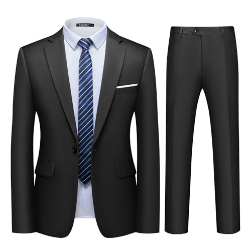 WULFUL Men's 2 Piece Slim Fit Suit Set One Button Blazer Jacket P...
