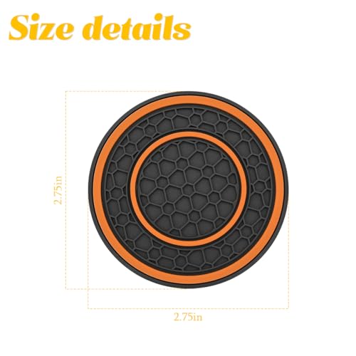 Image of Osilly Car Coasters for Cup Holder, 2.75 Inch No-Slip Anti Dust Insert Coaster, Universal Auto Waterproof Coasters Silicon Insulation Cup Mats for Woman Man, Suit for Vehicle (Black /Orange, 4PCS)