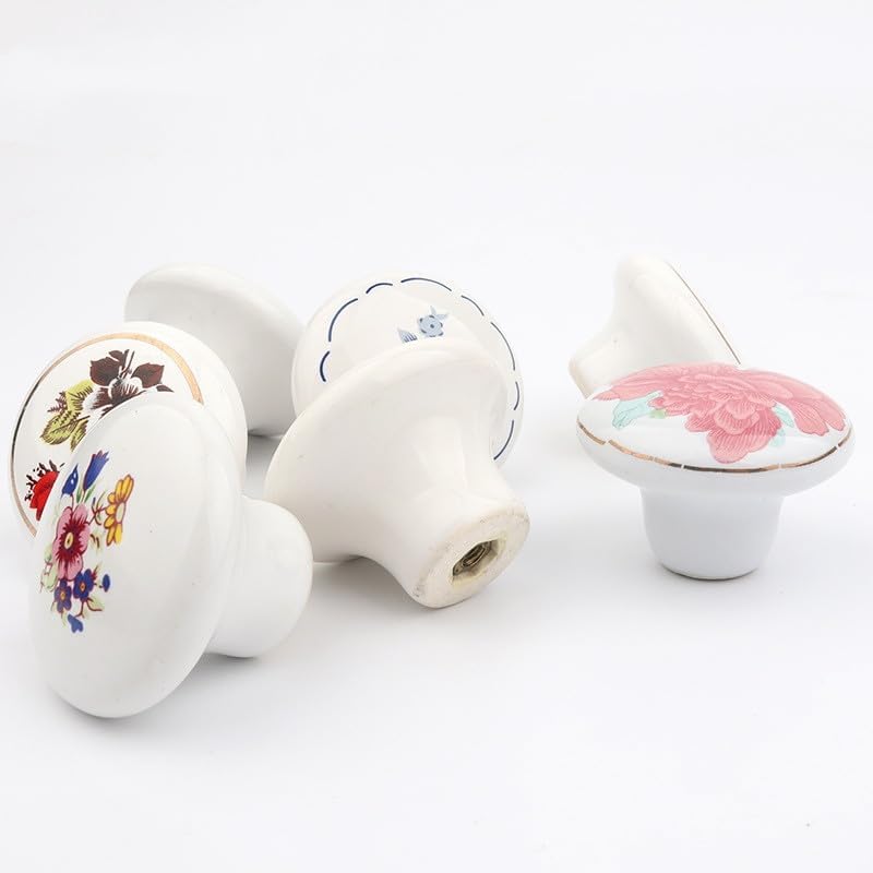 Hand Painted Flowers Ceramics Handles Cupboard Door Pulls Furniture Handle Drawer Pulls Home Hardware Accessories - (Color: A5, Size: 38x28mm)