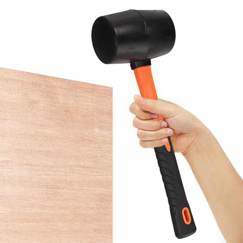 Hammer de goma: mazo de cara suave con mango de fibra de vidrio | Mallet de goma de servicio pesado para configuración de carpa, paisajismo, instalación de pisos, equipo de campamento y proyectos de b