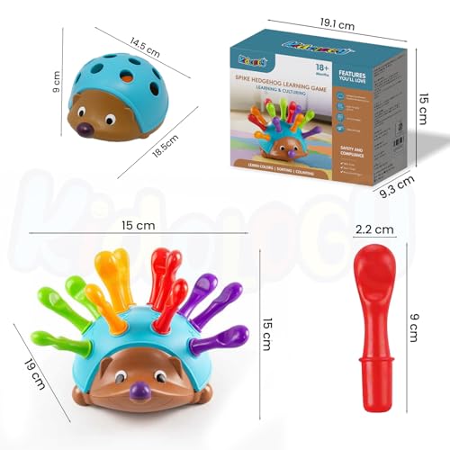 Image of Kidology Pull Out Spike Toy for Kids Age 18+ Months | Fine Motor and Sensory Hedgehog Toddler Learning Toys | Montessori, Educational Games for Counting, Color, Sorting | Ideal for Gifting