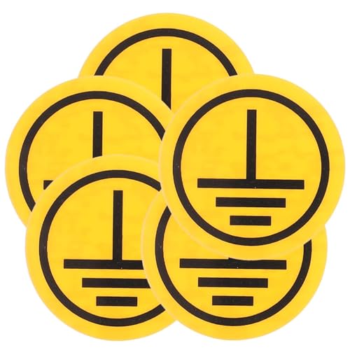 Ciieeo 1Sheet Grounding Symbols Sticker Protective Earth Ground Labels Electric Panel Mechanic Stickers for Equipment Safety Self Adhesive Warning Decals for Electrical Appliances