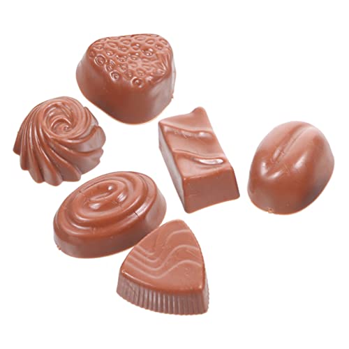 TEHAUX 6stuks Simulatie Chocolade Model Levensechte Nep Chocolade Decoratie Voor Fotorekwisieten Verschillende Vormen Veilig Materiaal Tafeldecoratie