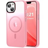Vlanxie Magnetic for iPhone 13 Case/iPhone 14 Case, [Compatible with Magsafe & Military-Grade Protection] Slim Translucent Matte Phone Case for iPhone 13/14 6.1 inch,Pink
