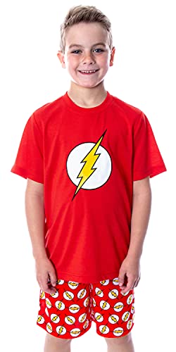 Dc Comics Big Boys' The Flash Logo Short Sleeve Shirt Pajama Short Set (8) Red #TOP12