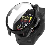 YealRed For Garmin Forerunner 265 保護ケース 軽量 PC+強化ガラスカバー 9H硬度 取り付け簡単 一体型 全面保護 キズ防止 耐衝撃 HD高透過率 指紋防止 反射低減 Garmin Forerunner 265 に対応 （ブラック）