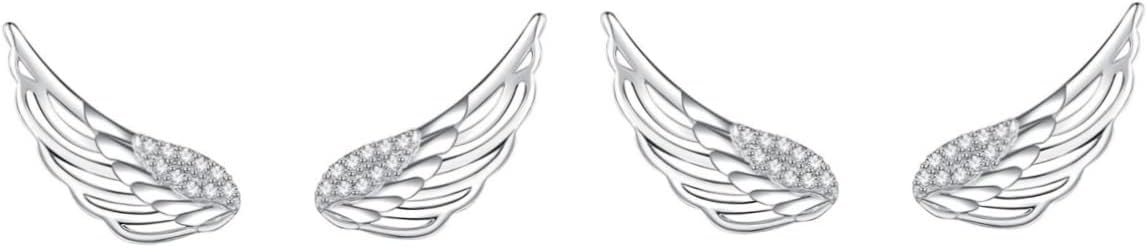 LIFKOME 2 Pairs Angel Wing Earrings 925 Sterling Silver Angel Wing Stud Cartilage Earrings for Women