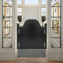 Swinging Doors Premade Interior Doors Thick Pine Wood Cafe Door Arched Top Saloon Door Double Action Door with Hinges for Inside 27.5x27.5in-Black