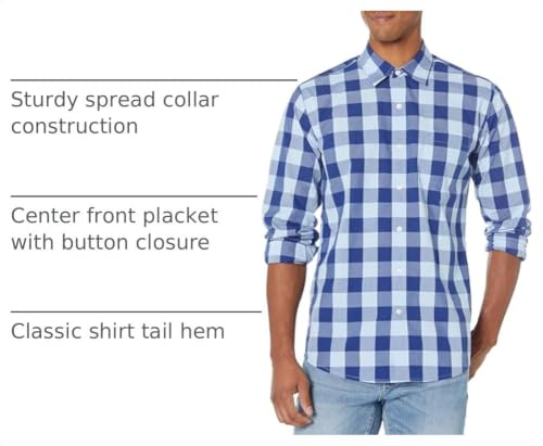 Image of Amazon Essentials Men's Regular-Fit Long-Sleeve Casual Poplin Shirt, Button Front, Business Casual, Collared