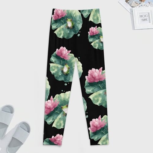 Watercolor Frogs Lotusflower Men's Pajama Pants Lounge Pant Sleepwear PJ Bottoms3