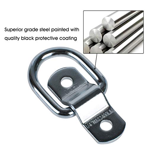 JCHL D-Ring Tie Downs Anchors Lashing Rings for Loads on Trailers Trucks RV Campers Vans ATV SUV Boats Motorcycles etc Vehicles Heavy Duty 2400 Pounds Capacity Tie Down Ring (10-Pack)