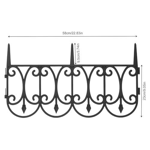 5er Set Gartenzaun Dekorativer Eleganter Zaun aus Wetterfestem Kunststoff, Zierzaun zum Stecken 23cm hoch, Schöner Dekozaun, Gesamtlänge 2,9m