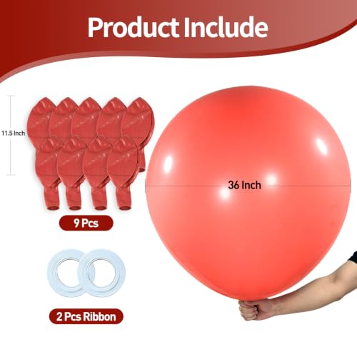 Image of KALOR Coral Giant 36 Inch 9pcs Large Latex Balloons