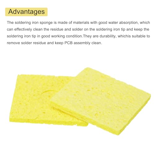 Image of MECCANIXITY 25PCS Soldering Sponge 60 x 60mm Square with Holes Yellow Cleaning Pad Iron Replacement for Cleaning Soldering Iron 3mm Natural Thickness 14mm Water Absorption Thickness