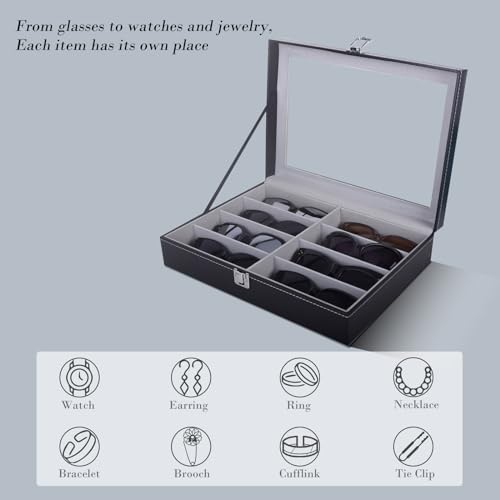 Image of AUTOARK Leather 8 Piece Eyeglasses Storage and Sunglass Glasses Display Case Organizer
