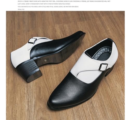 Monk Strap Shoes Men Classic Retro Formal Business Loafer Dress Shoes Lightweight Leather Slip On Comfortable High Heel Plain Pointed Toes Buckled Pull-on Office Oxford Casual Elegant Wedding Footwear2