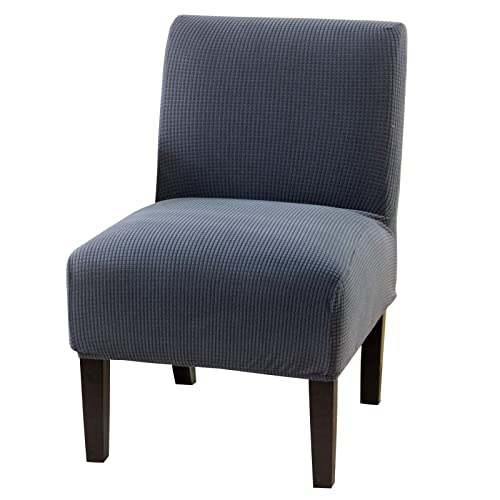 Jian Ya Na Water-Proof Armless Accent Chair Cover, Large Size Accent Chair Slipcover Stretch Living Room Chair Cover Universal Thin Fabric Removable Washable For Living Room Bedroom Hotel (Grey Blue) #TOP22