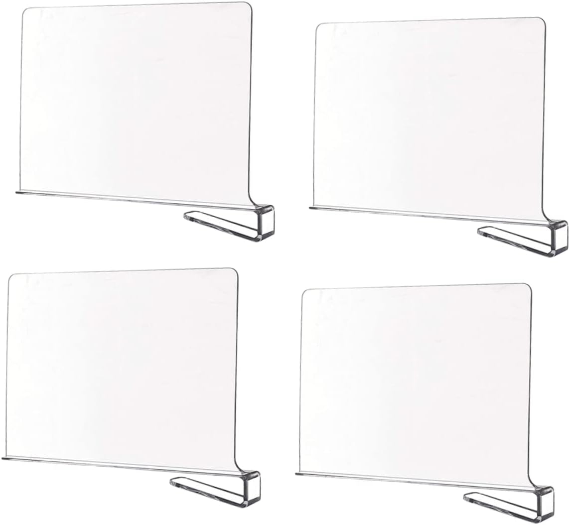 4pcs Cabinet Shelf Organizers Stackable Shelves for Closet Wardrobe Dividers Separators Wire Dividers