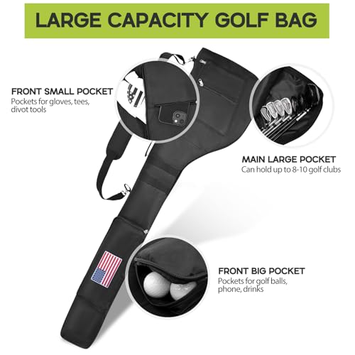 Golf Club Bag, Portable Foldable Mini Golf Carry Bag Lightweight Golf Sunday Bag for 8-10 Golf Clubs, Waterproof Golf Club Travel Bag for Women, Men - Thumbnail 2