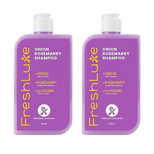 Image of Onion & Rosemary Shampoo for Men & Women - 200 ml (Pack of 2) | Hair Growth, Scalp Stimulating, Frizz Control Reduces Hair Fall | Strengthens & Smoothens Hair | Paraben Free