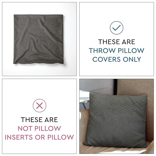 Image of Encasa XO Quilted Velvet Cushion Covers, Pillow Covers, No Inserts Grey